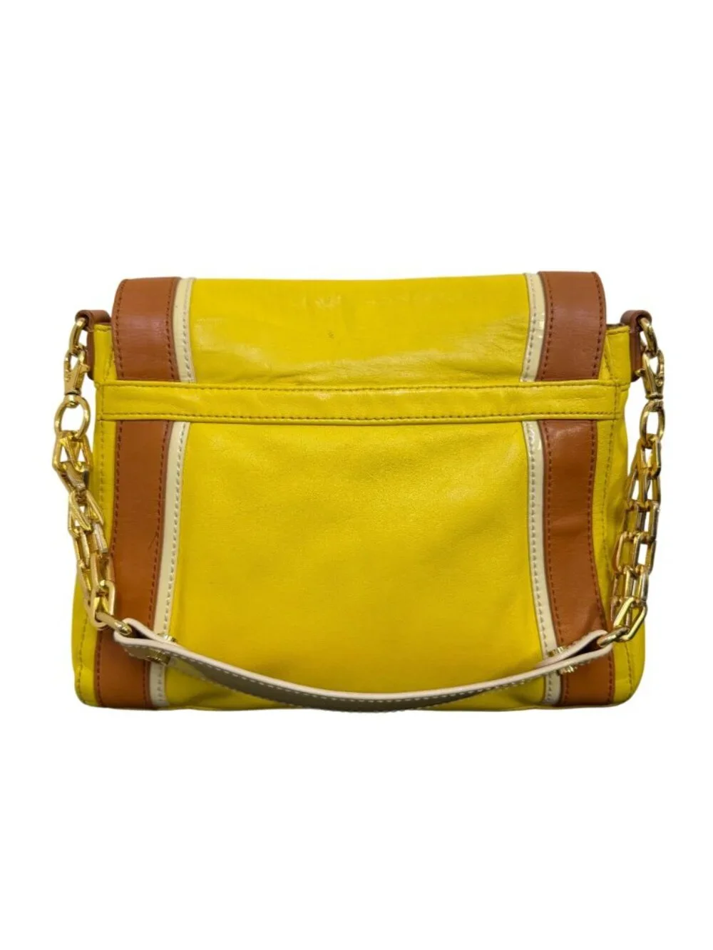 Tory Burch Yellow & Brown Leather Shoulder Bag